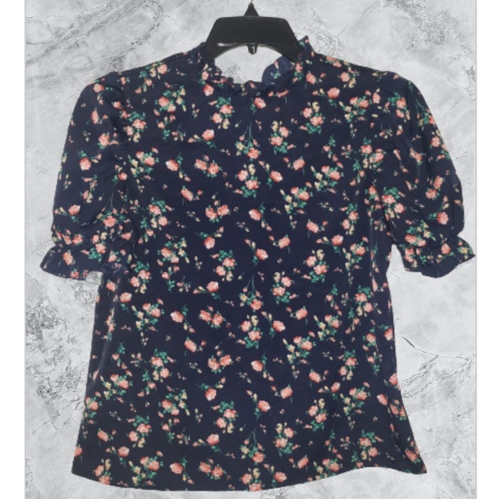 SHEIN Ruffle Collar & Sleeve Top Sz M